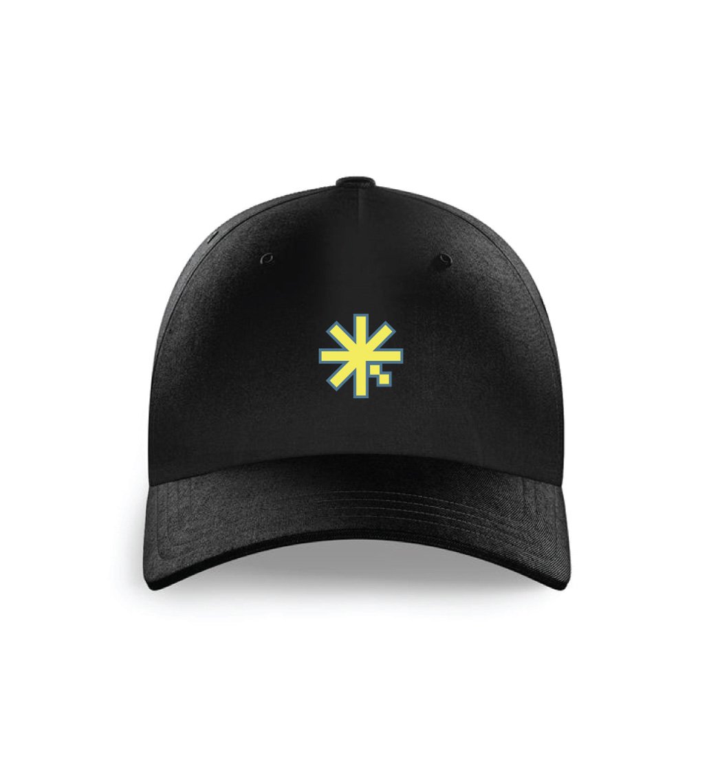Black Nexio ballcap with a yellow Nexio asterisk logo on the front